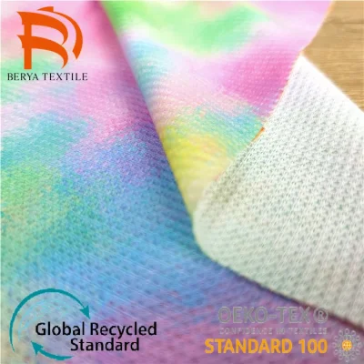 Colorful Polyester Spandex Tie Dyed Printed Fabric Four Side Stretch Knitted Yoga Wear Fabric Wholesale